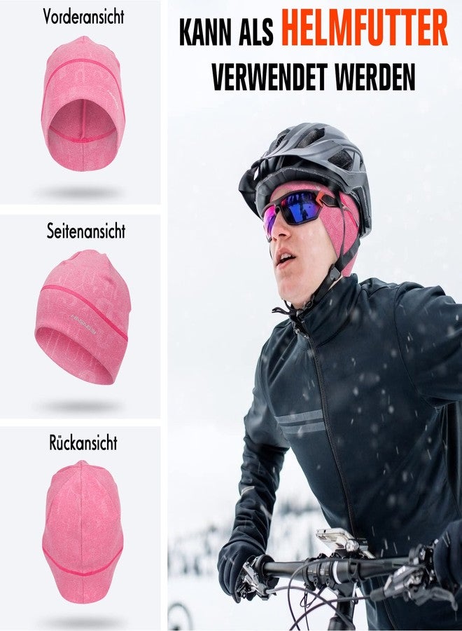 HASAGEI Skull Caps Beanies for Men & Women - Elastic Thermal Ski Running Hat, Windproof Cycling Cap Helmet Liner Soft Unisex Cold Weather Beanie Hat for Fall, Spring & Winter Pink - Image 2